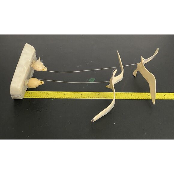 Kinetic Sculpture 2 Seagulls Flying 2 Seagulls Perched on Stone Base - Picture 7 of 7